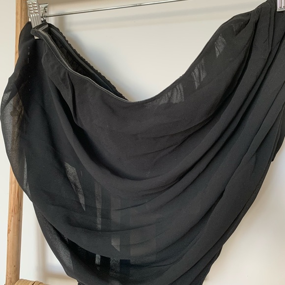 Black Chiffon Ruched Corset Crop Top - Picture 5 of 7